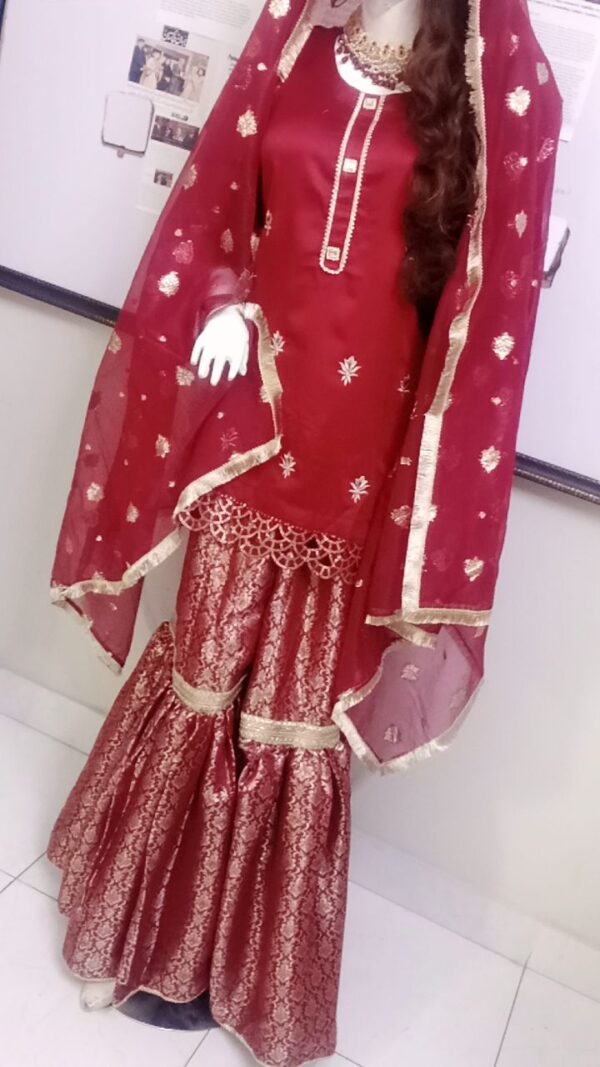 Jamawar Gharara Silk Shirt Shafon Dupata